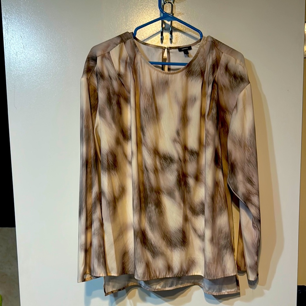 Express Abstract Brown and Cream Blouse